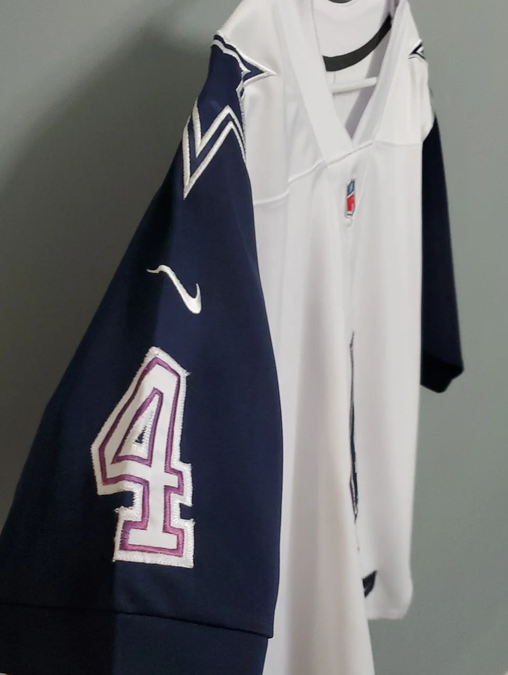 Nike Dallas Cowboys #4 PRESCOTT White & Navy Game Jersey (sz S/M)